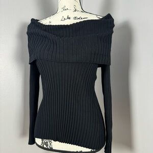 INC Elegant Black Off-Shoulder Sweater